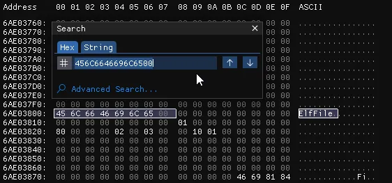 Hex Editor Search for EVTX